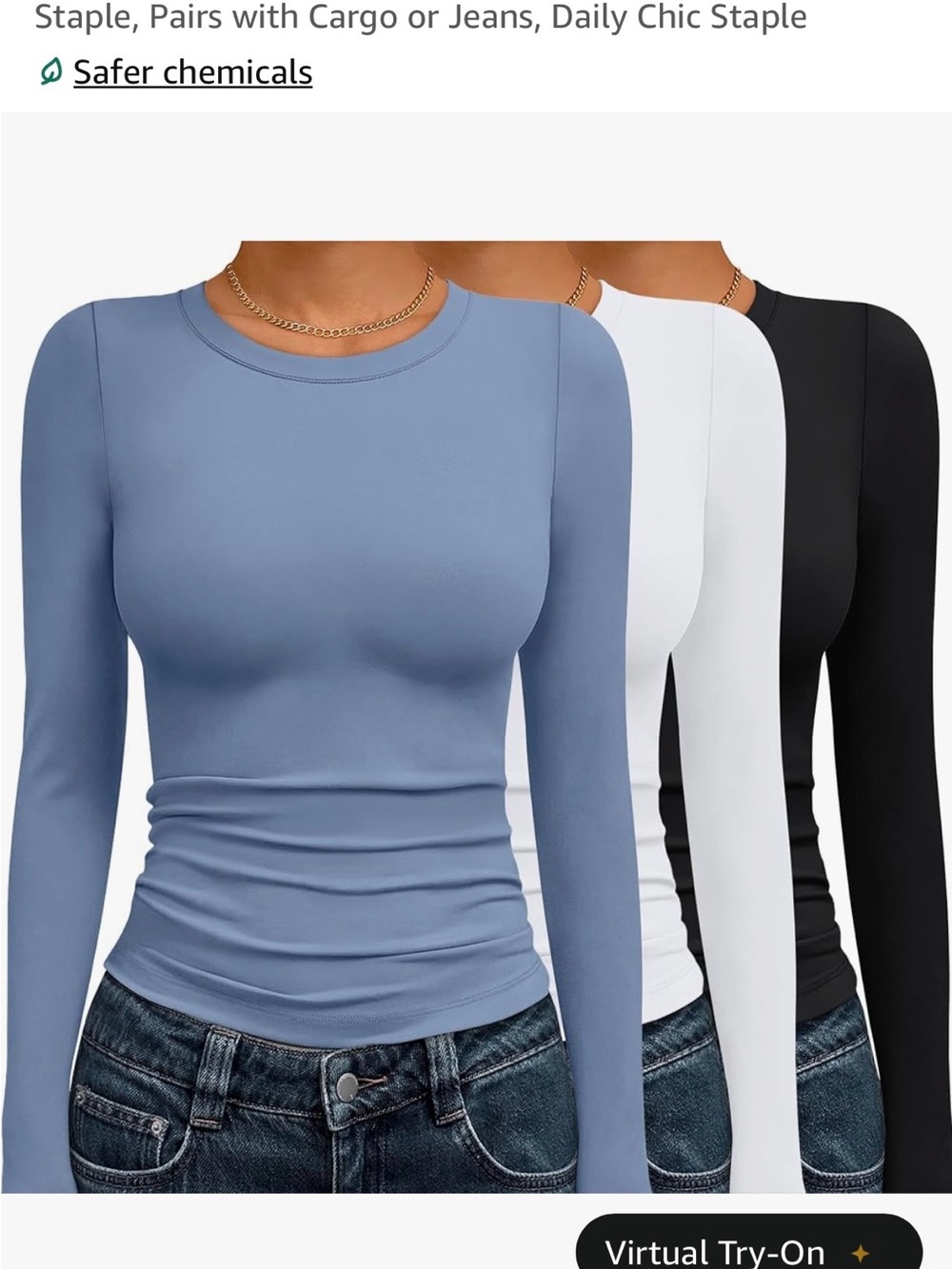 Light Blue Long-Sleeve Crewneck Top